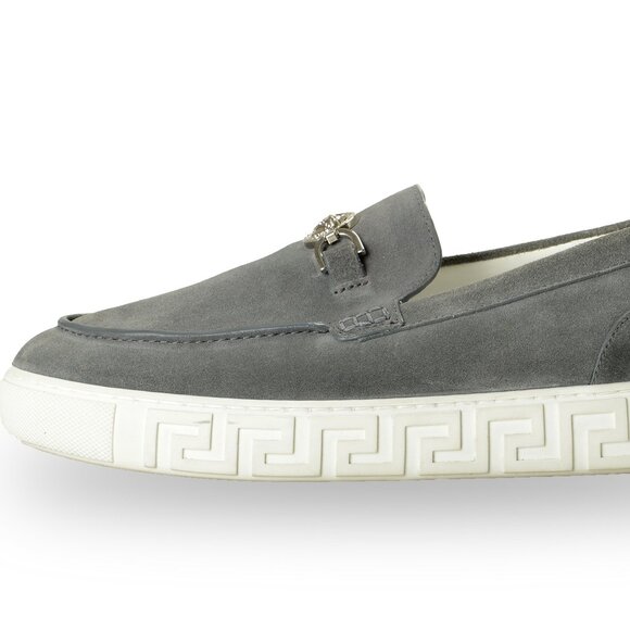 Versace Men\'s Suede Leather Silver Medusa Loafers Slip On Shoes US 7 IT 40 main image 7